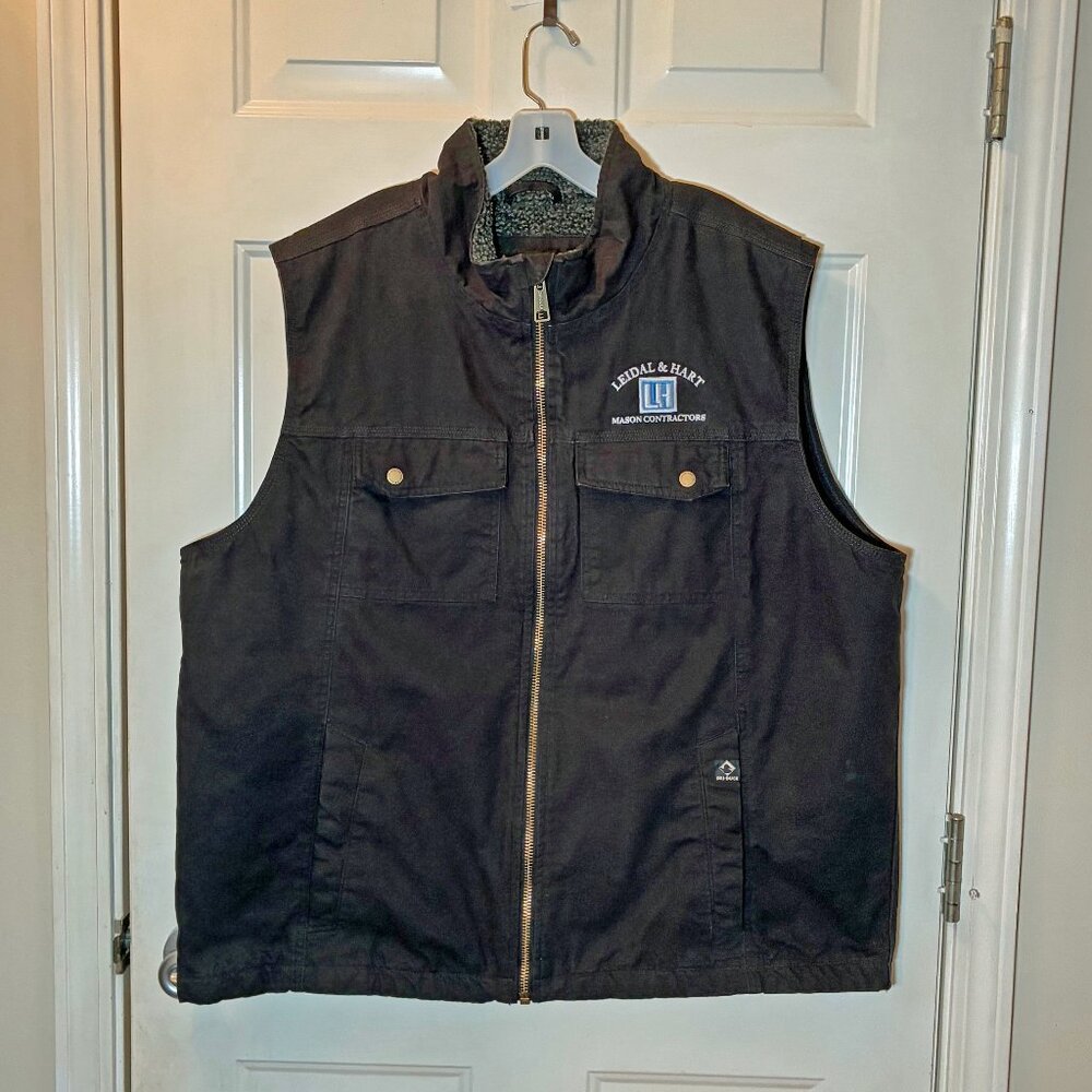 Dri Duck Vest Mens 2XL XXL Black Jacket Quilted Lined Canvas Full Zip Work